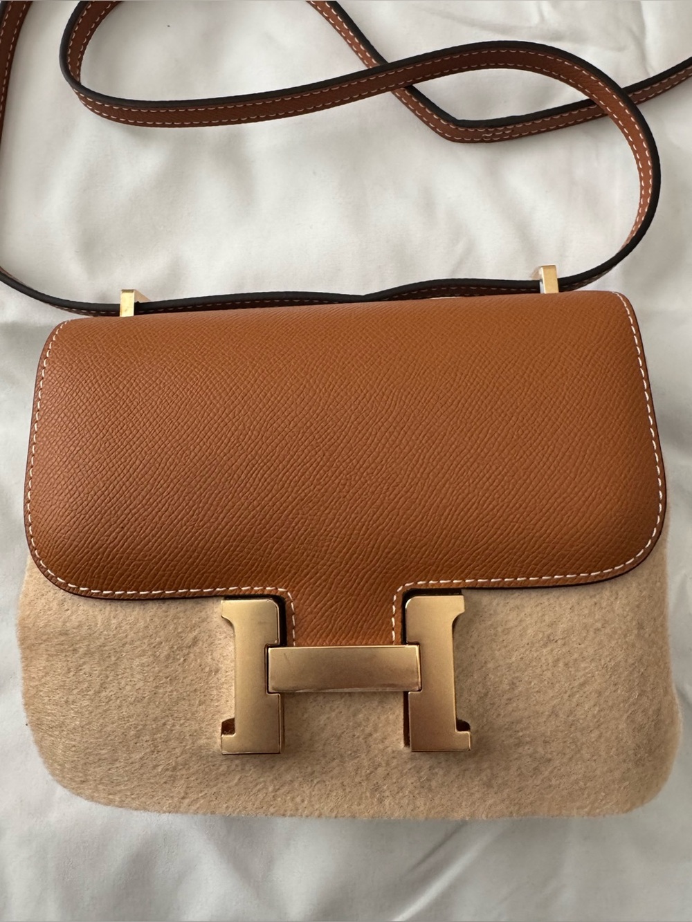 Genuine Leather CrossBody Bag - GOLD